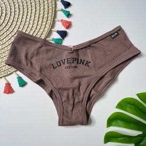 Victoria's Secret PINK Cotton Cheekster Panty Peppercorn w/ Graphic Small NEW